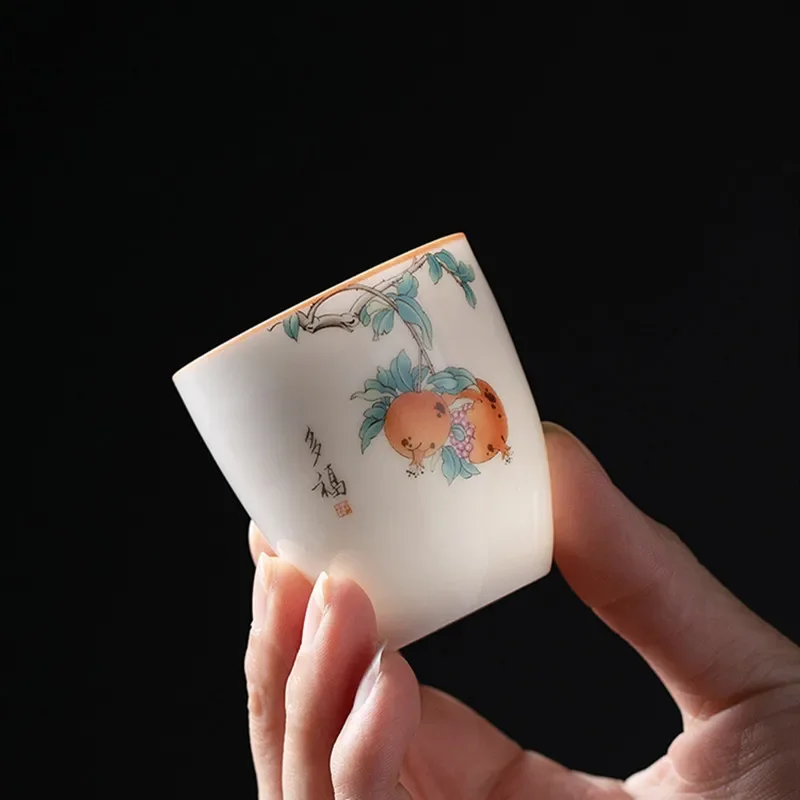Boutique Ceramic Teacup Hand Painted Meditation Cup Single Portable Travel Tea Bowl Pu\'er Master Cup Handmade Porcelain Tea Set