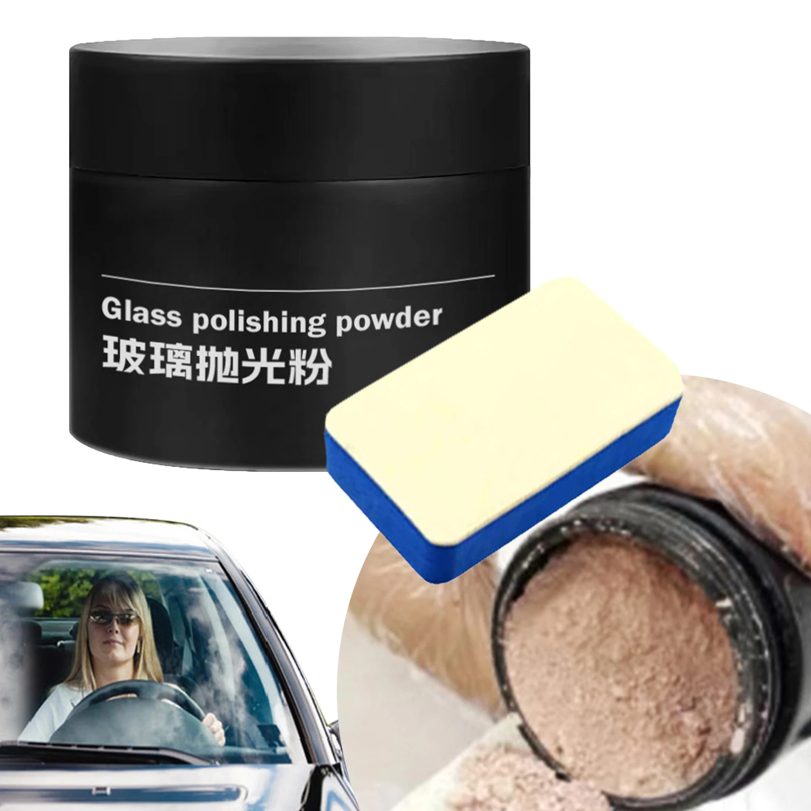 

80g Car Glass Polishing Powder Windscreen Oil Film Removal Cleaning Powder Cerium Oxide Glass Scratch Repair Agent