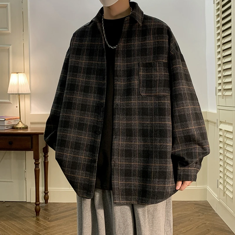 

Мужская клетчатая куртка в стиле преппи для весны и осени, американское ретро, гонконгский тренд, шикарная, стильная, для подростков