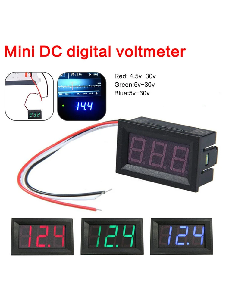 Водонепроницаемый измеритель напряжения 0,56 в-30 В постоянного тока, 4,5-дюймовая панель напряжения, измеритель напряжения, 2 провода, измеритель напряжения для автомобиля 6 в, 12 В