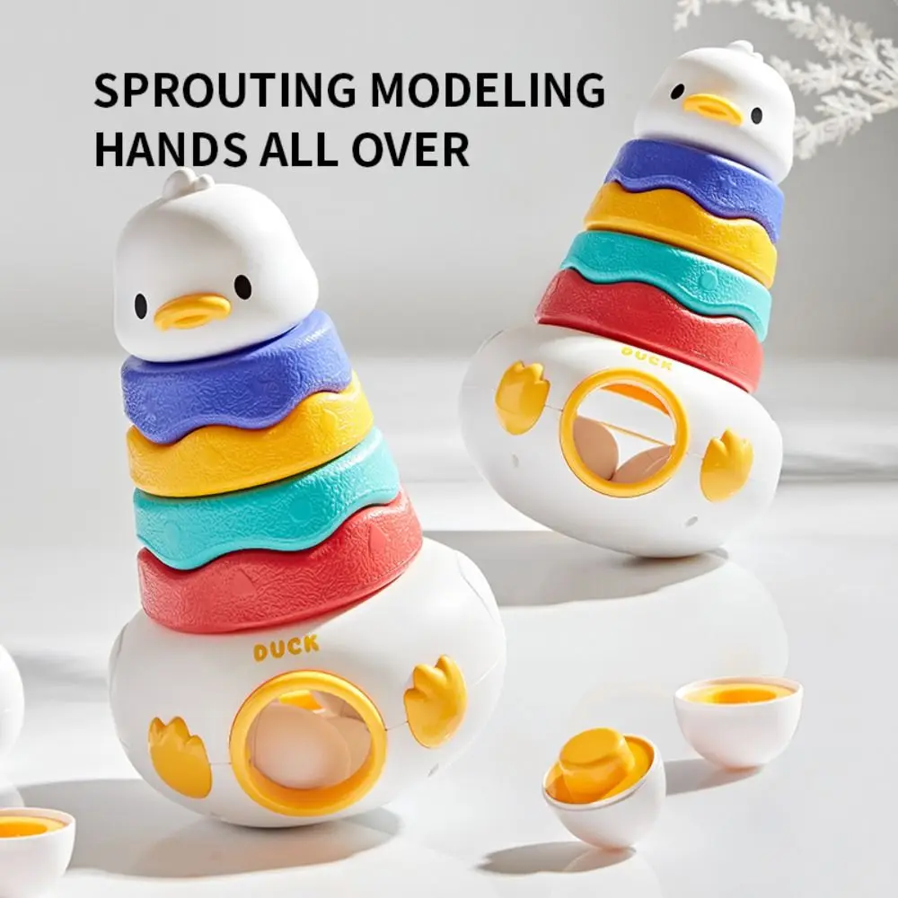 Stackable Duck Tumbler Stacking Toy Early Education Puzzle Stack Shaped Sorting Game Cartoon Craft Toddler Duck Montessori Toys
