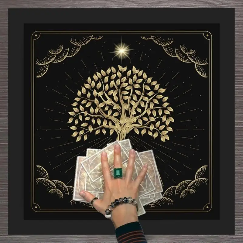 

652F Tarot Tablecloth Cloth Table Cover for Mystical Practice Tree Pattern Tarot Cloth Tablecloth Tree Table Cover Decors