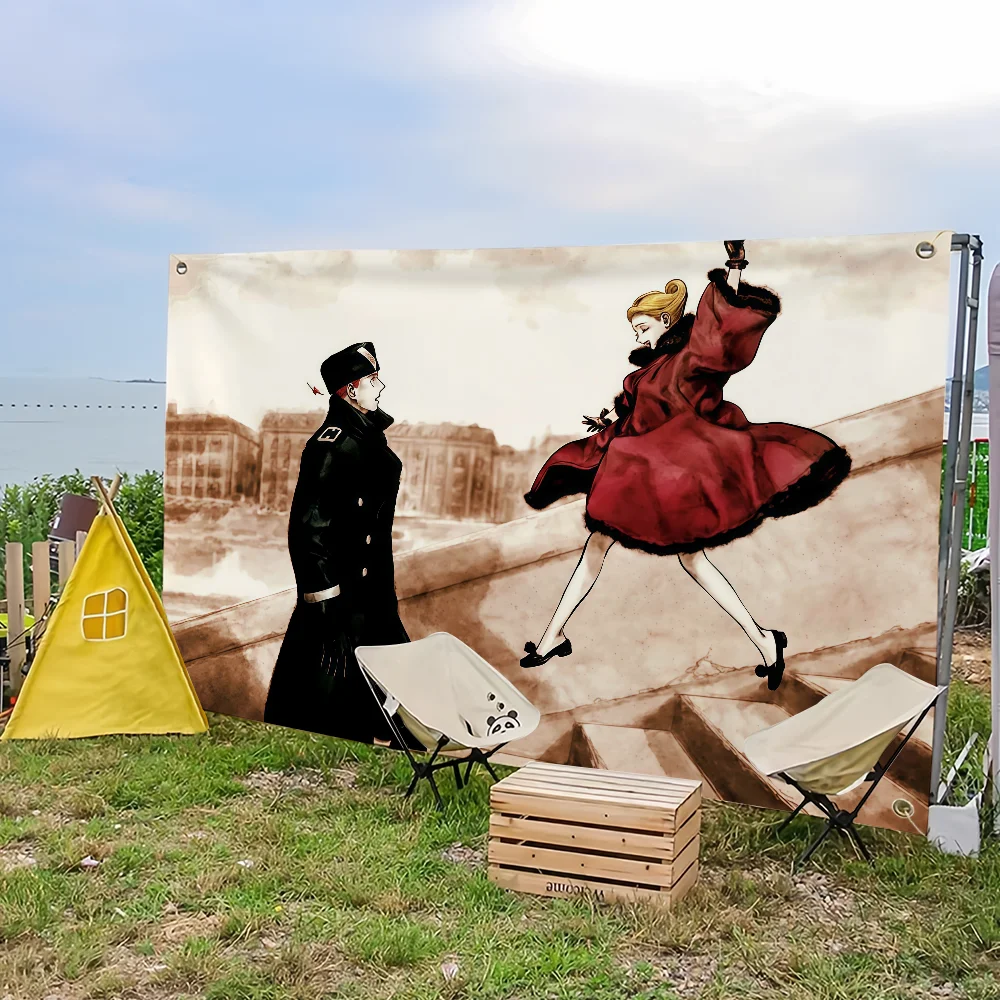 مانغا على شكل حرف V كوتيري إيما ألكساندر علم للتخييم في الهواء الطلق بار نزهة ديكور منزلي للحفلات الحلي راية