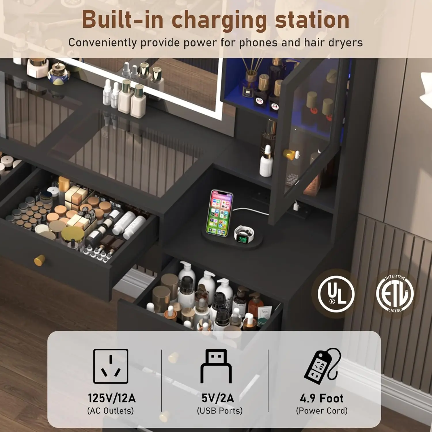 إطار سرير منجد من AMERLIFE مقاس كوين 62، سرير بمنصة فاخرة مع لوح رأسي طويل جدًا وشارع رأسي #3