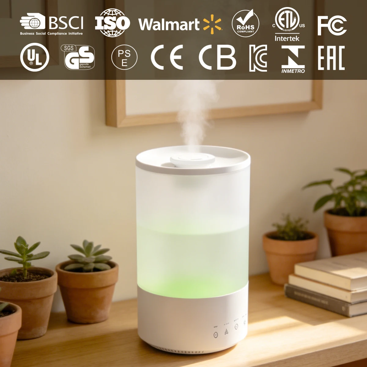 Portable 5L Aroma Diffuser LED Night Light Visible Water Tank Ultrasonic Air Humidifier US Plug Mini