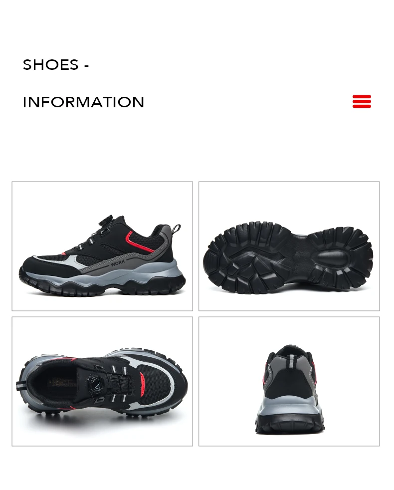 Indestructible Steel Toe Work Shoes for Men Rotating Button Safety Shoes Lightweight Construction Work Safety Shoes
