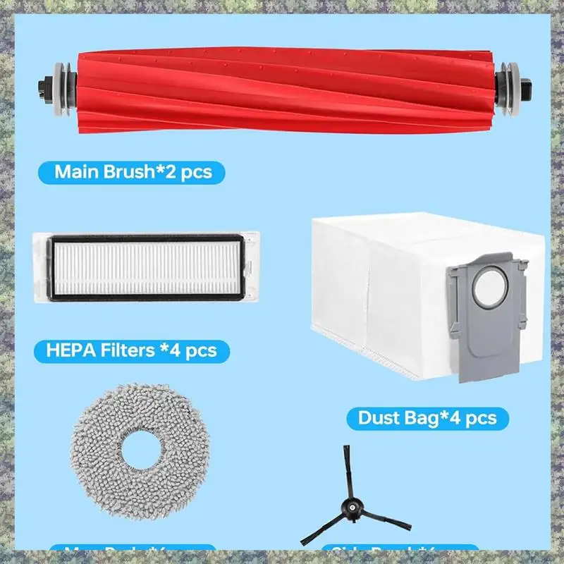 

WON For Roborock Q Revo Robot Vacuum Cleaner Rolling Brushes Filters Dust Bags Mop Pads Side Brushes Accessories Kit