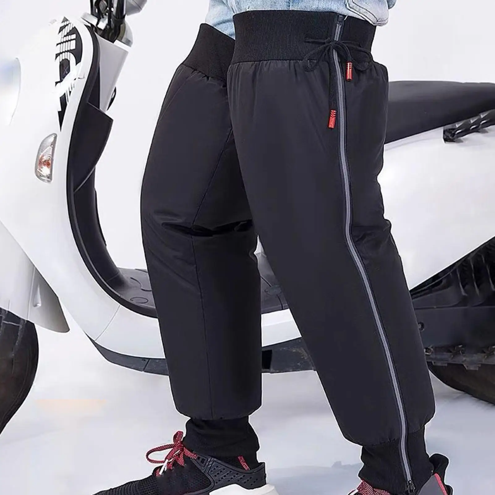 

75cm Winter Warm Leg Sleeves Waterproof Motorcycle Knee Pads Zipper Leg Warmer Thermal Knee Brace Cycling Leg Guards Knee Pad