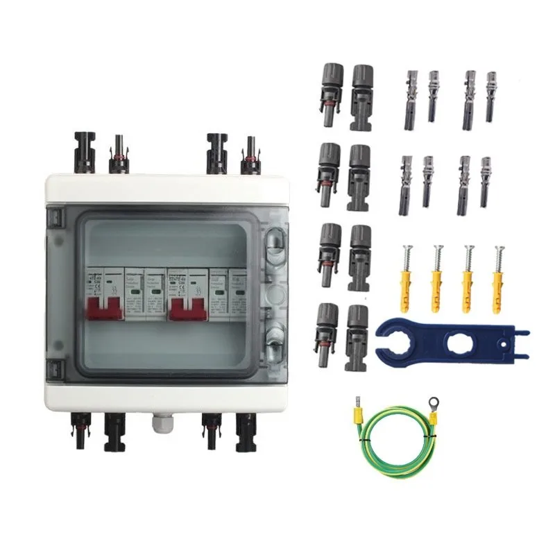 2 in 2 out photovoltaic combiner 500V/1000V DC with isolation switch, solar waterproof distribution box