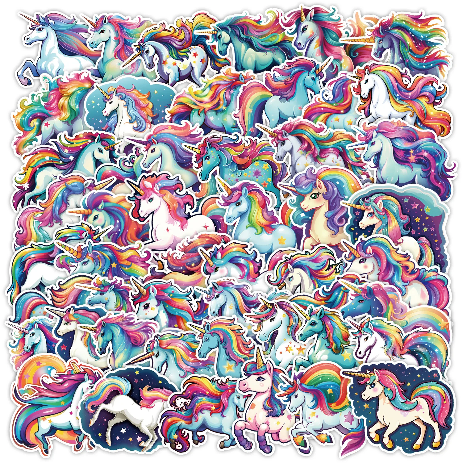 10/30/50PCS Unicorn Sticker Cute Cartoon Graffiti Decal Toy DIY Scrapbook Refrigerator Skateboard Bicycle Waterproof Sticker