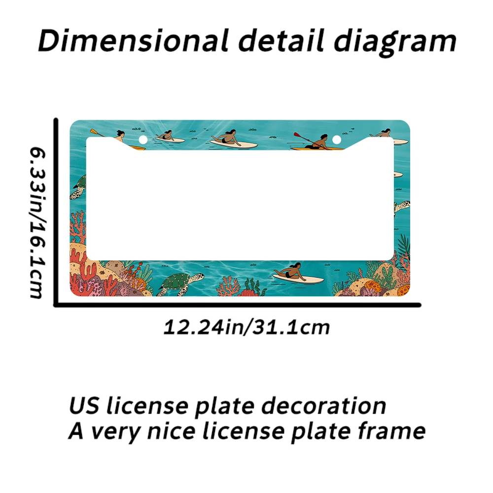 1 قطعة الأزرق الملونة تصفح نمط 2 حفرة إطار لوحة الرخصة مادة الألومنيوم 6x12 بوصة مع المسمار مجموعة متعة سيارة الديكور Gi