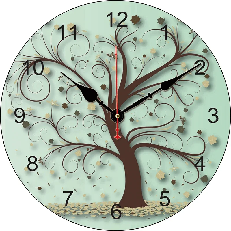 Tree Wall Clock Round Silent Clocks Wall Mounted Carfts Art Decor For Home Bedroom Living Room Office Decoration