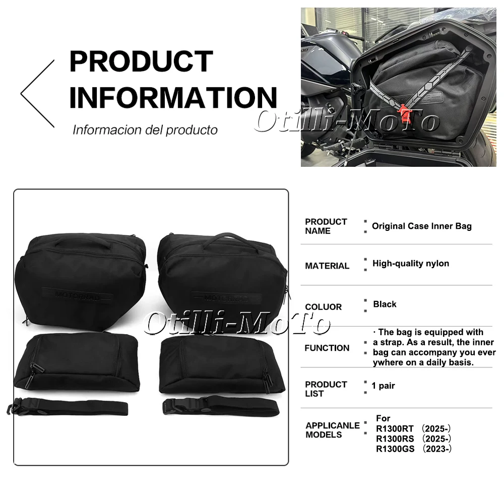 Motorcycle Accessories Original Side Black Liner Bag Waterproof Travel Bag with Small Bag For BMW R 1300 RT R 1300 RS R 1300 GS