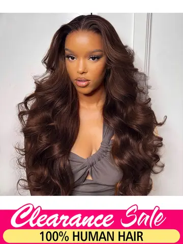 Body Wave Chocolate Brown Lace Front Wigs Human Hair Pre Plucked Brazilian Brown Virgin Hair Glueless HD Frontal Wig For Women