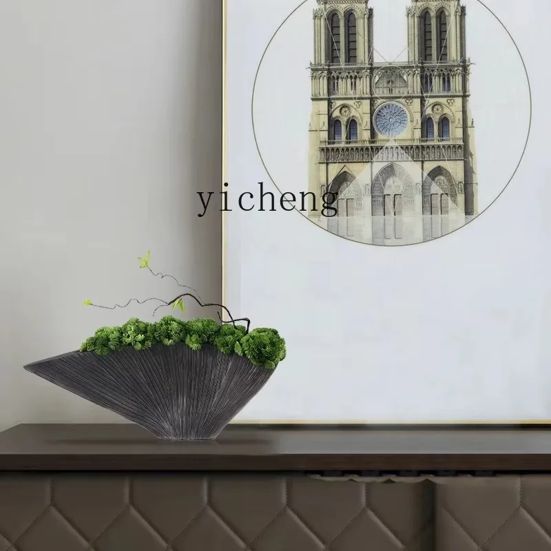 e-26 new Chinese half-moon simulation green plant overall floral ornament modern entrance sales office decoration
