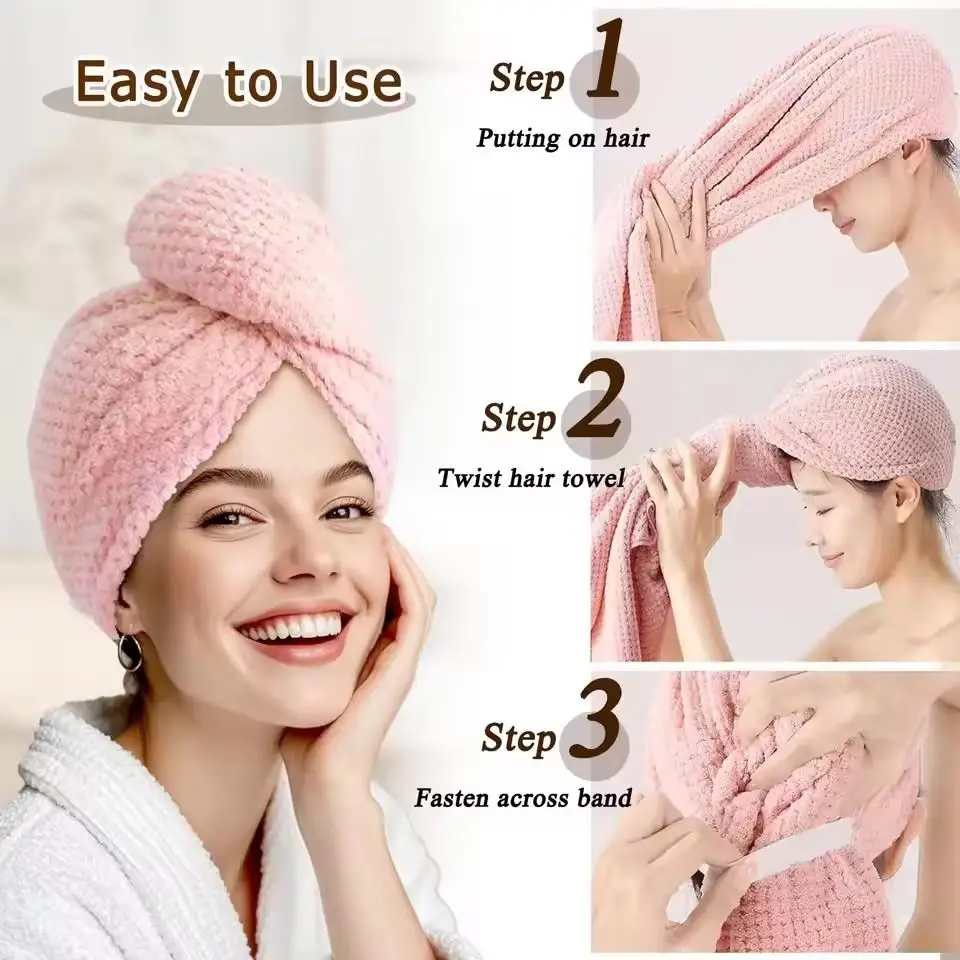 Super Absorbent Coral Velvet Hair Drying Towel Quick Dry Hair Wrap For All Hair Types Soft And Breathable Shower Turban Towel