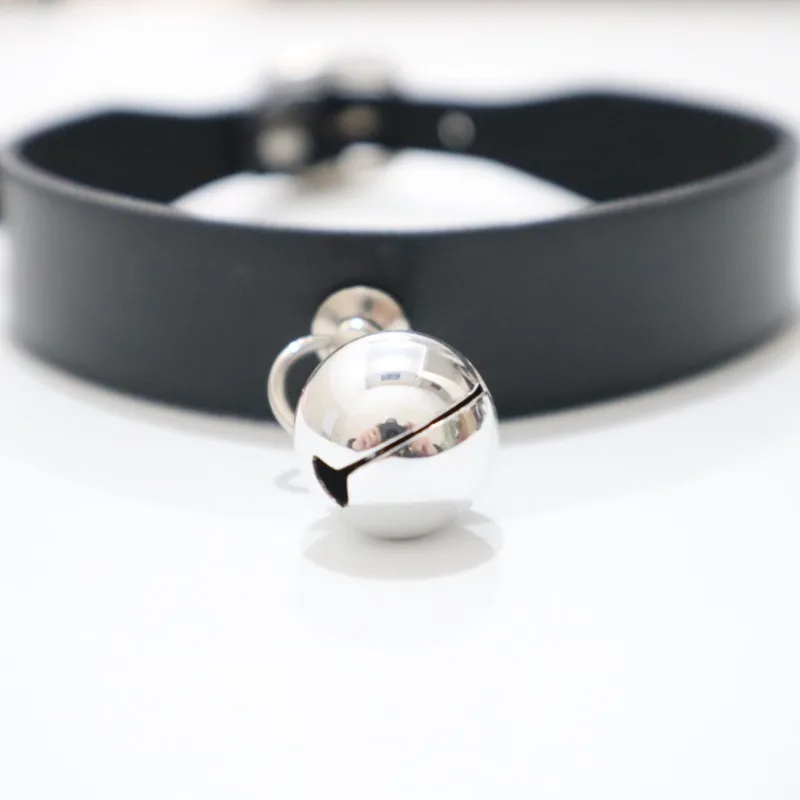 SM جرس طوق مع المقود بولي Leather الجلود المختنق للأزواج الخاضع التدريب BDSM والعتاد Petplay الوثن لعبة النساء الجنس التبعي