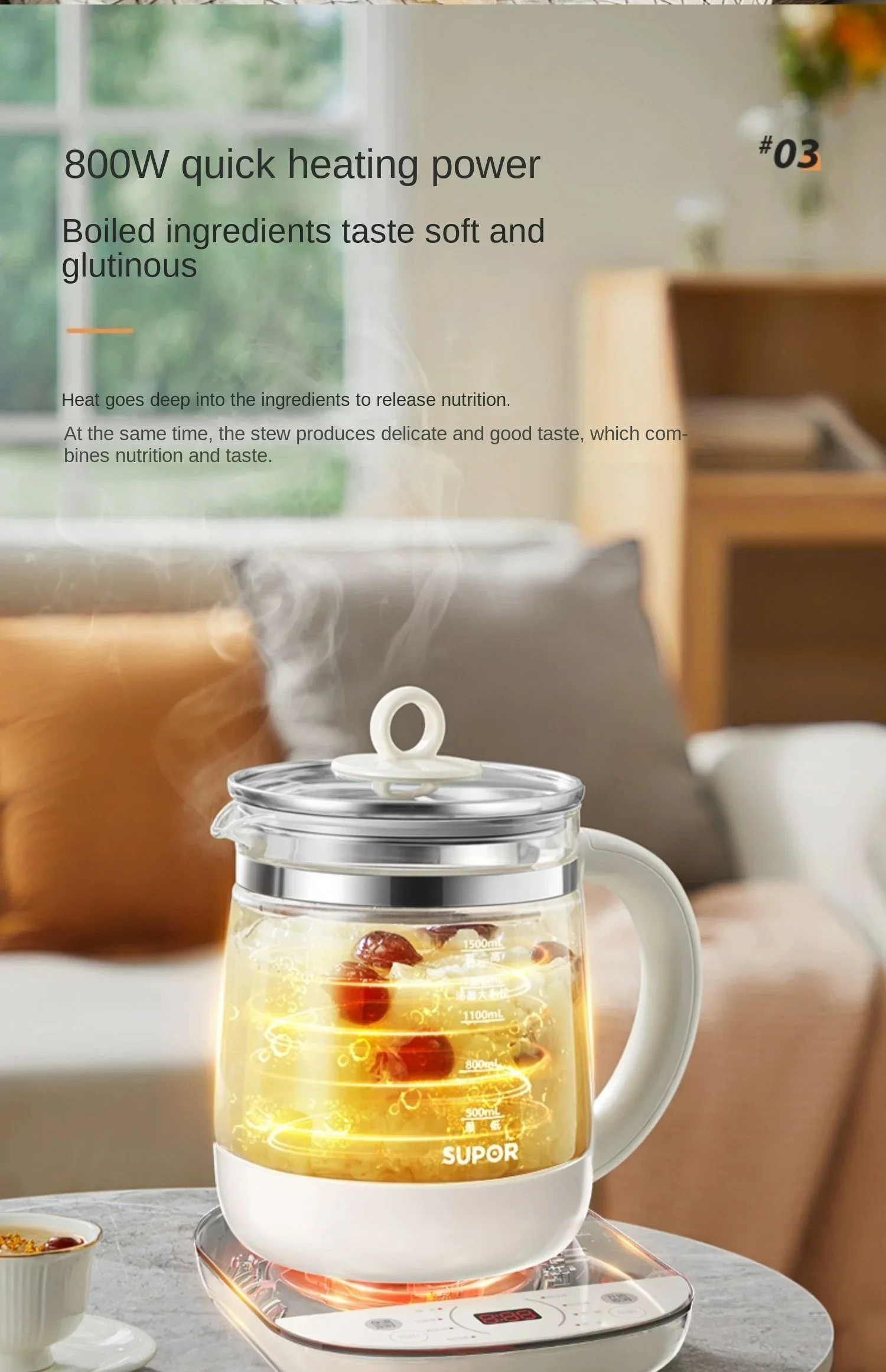 220V Thickened Glass Tea Kettle,SUPOR HealthCare Pot,Herbal Medicine Pot,Multi-functional Household Kettle