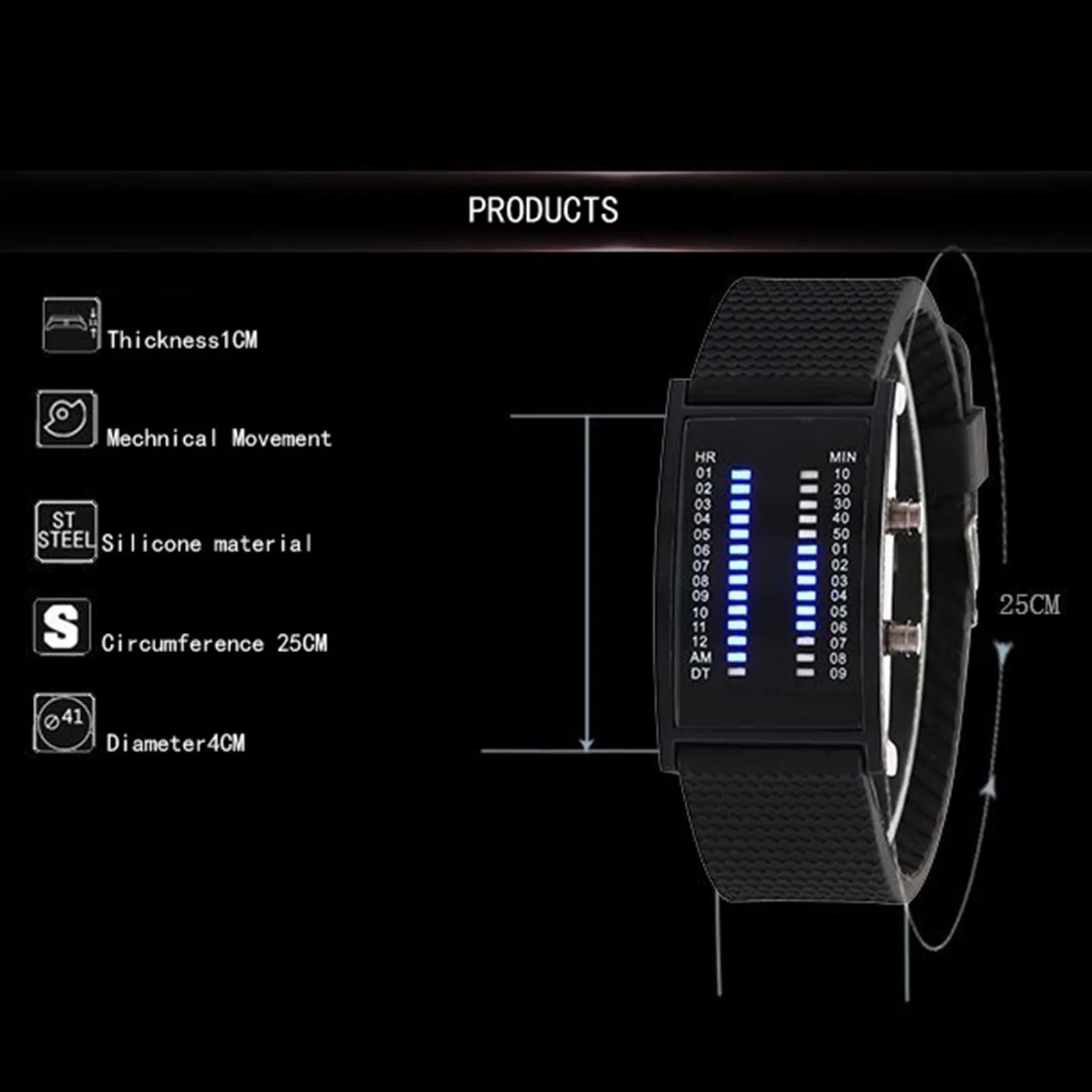 Matrix Blue LED Digital Watch Mens Classic Creative Fashion Black Wrist Watches