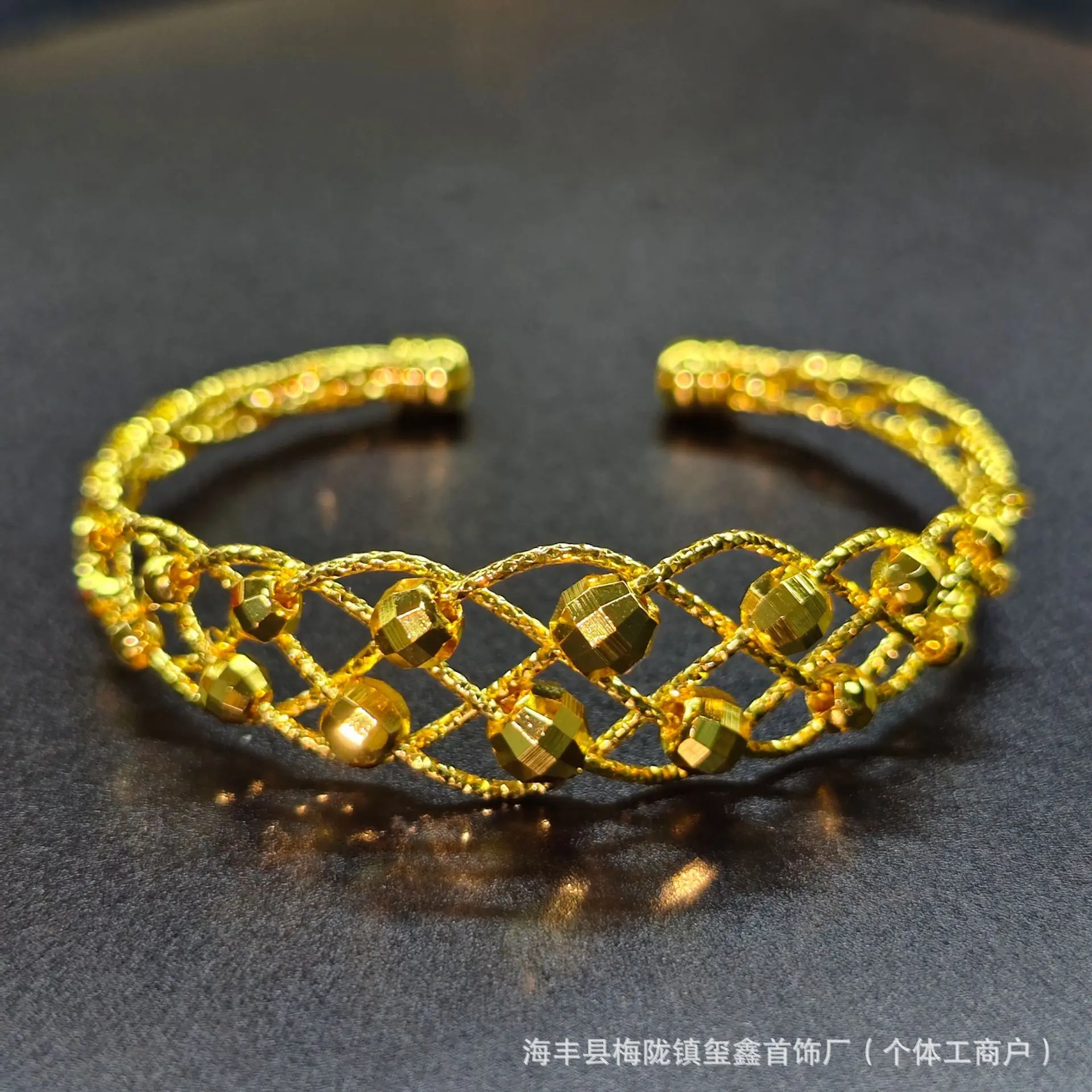 Luxury 24K 9999 Pure Gold real gold Women's Dubai Middle East Bracelet Hollow Grid Radium Bracelet