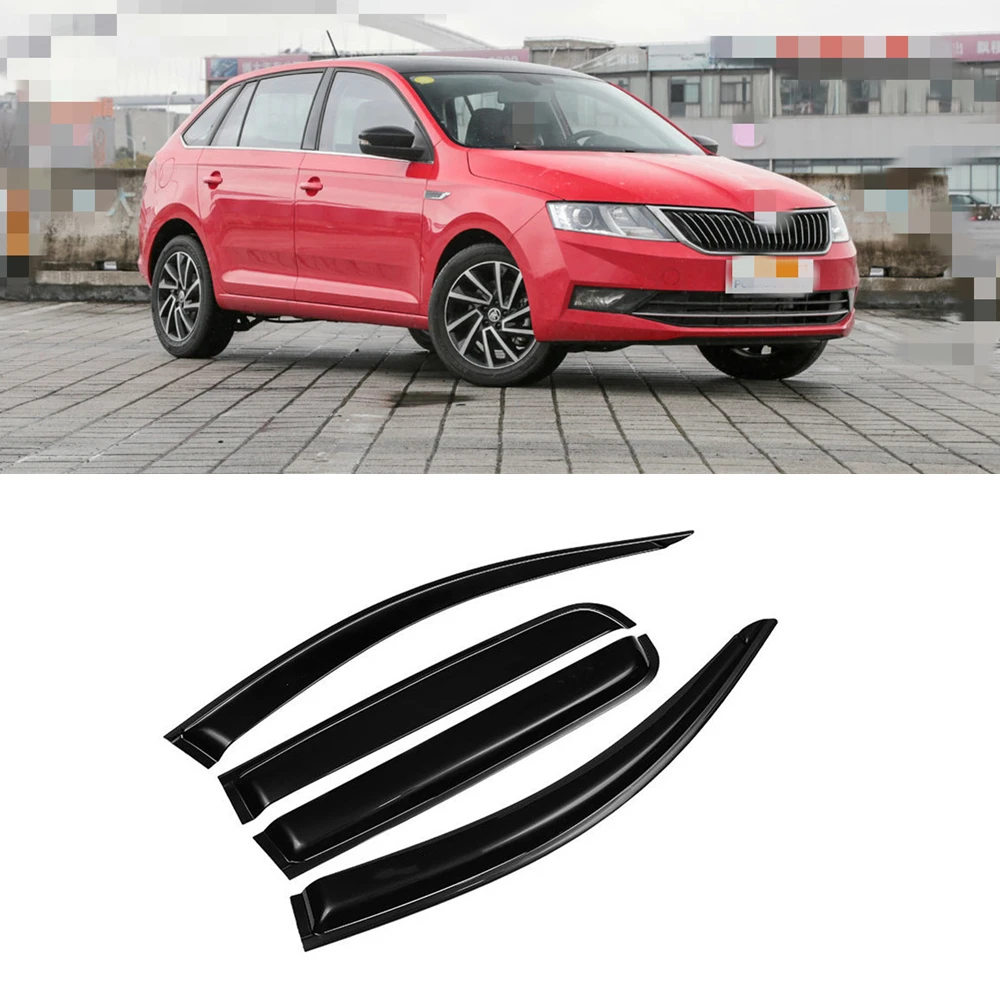 For Skoda Rapid 2016-2021 Cars Accessories Window Visors Rain Sun Guard Vent Wind Deflector Weathershield Slim Moulding Trim