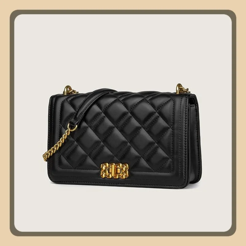 

Women's bag high-end diamond chain bag autumn and winter new soft leather shoulder crossbody large-capacity square bag