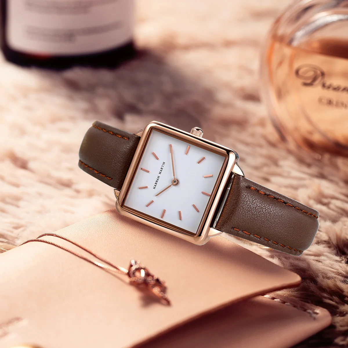 Reloj cuadrado de acero inoxidable para mujer, pulsera de cuarzo con movimiento japonés, oro rosa, marca superior, 2021