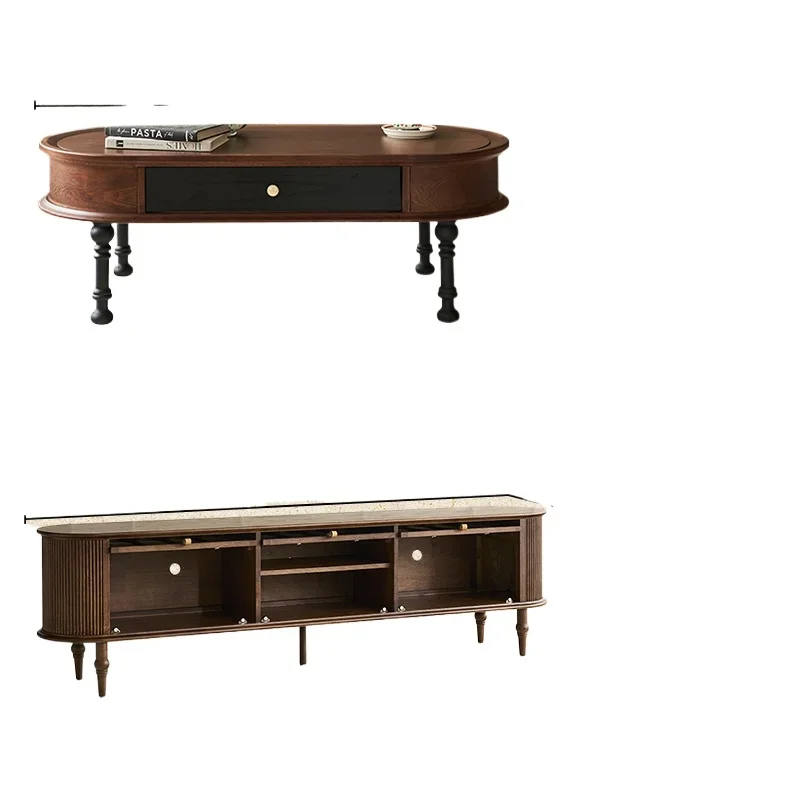 

French retro solid wood TV cabinet, small living room medieval household cabinet