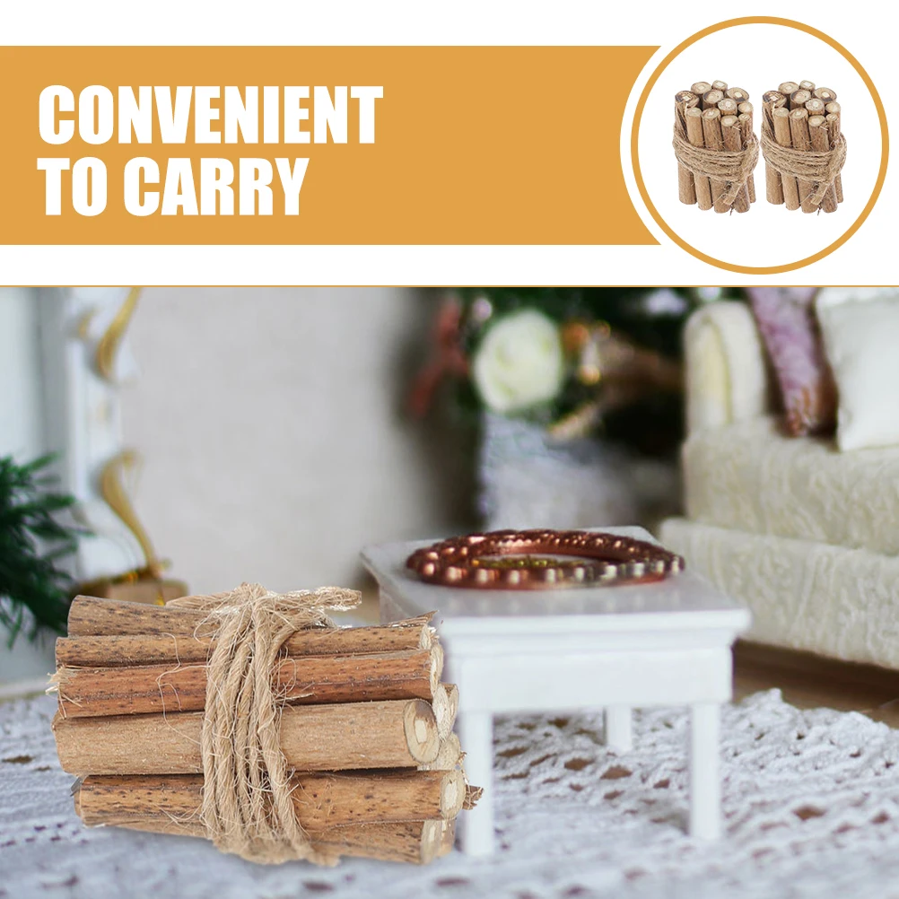 

2pcs Winter Firewood Pile Decor Wood Material House Accessories Realistic Details Winter Themed Mini Firewood Scene Layout