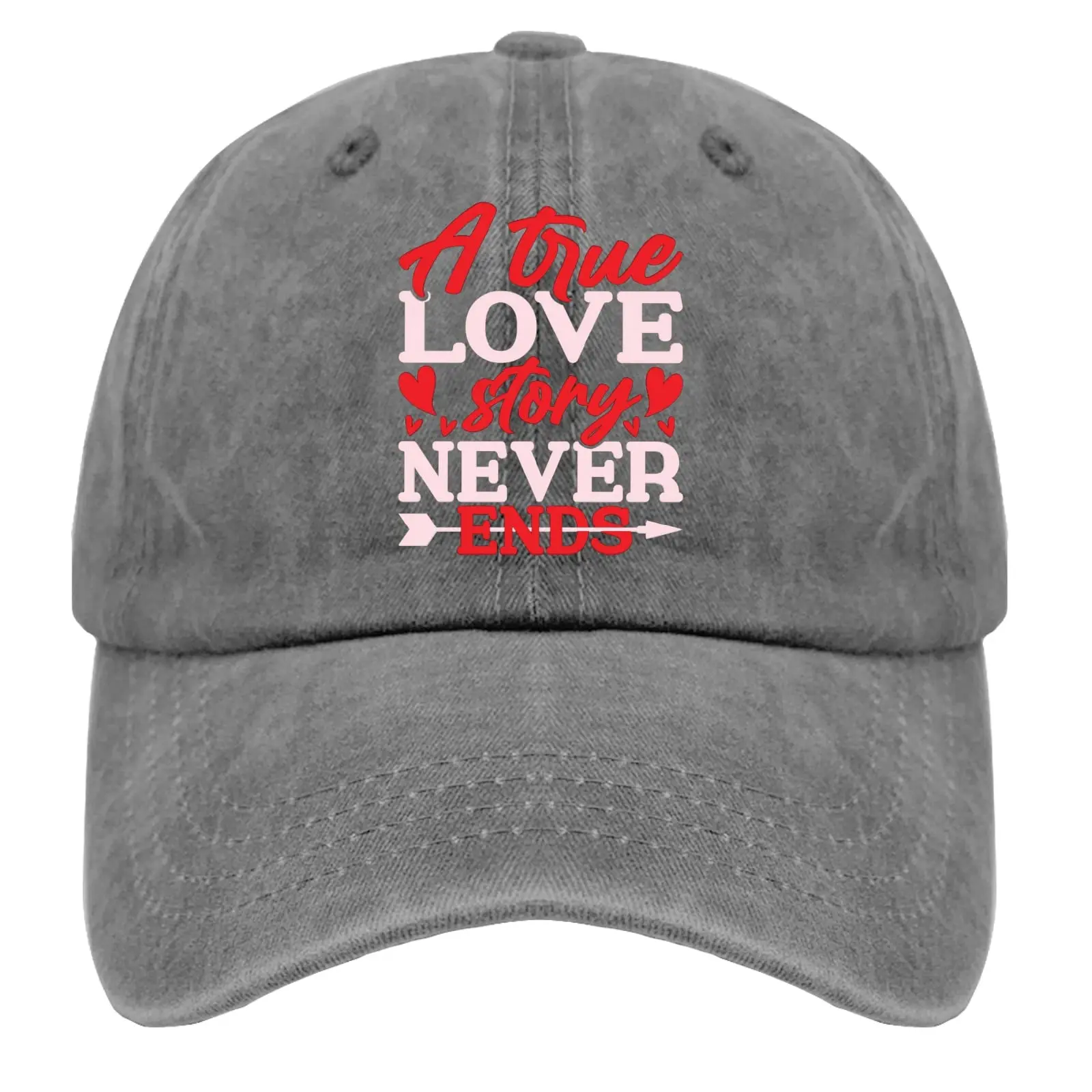 

A True Love Story Never Ends Baseball Cap for Men Women Funny Dad Denim Hat Washed Cotton Fashion Cap Unisex