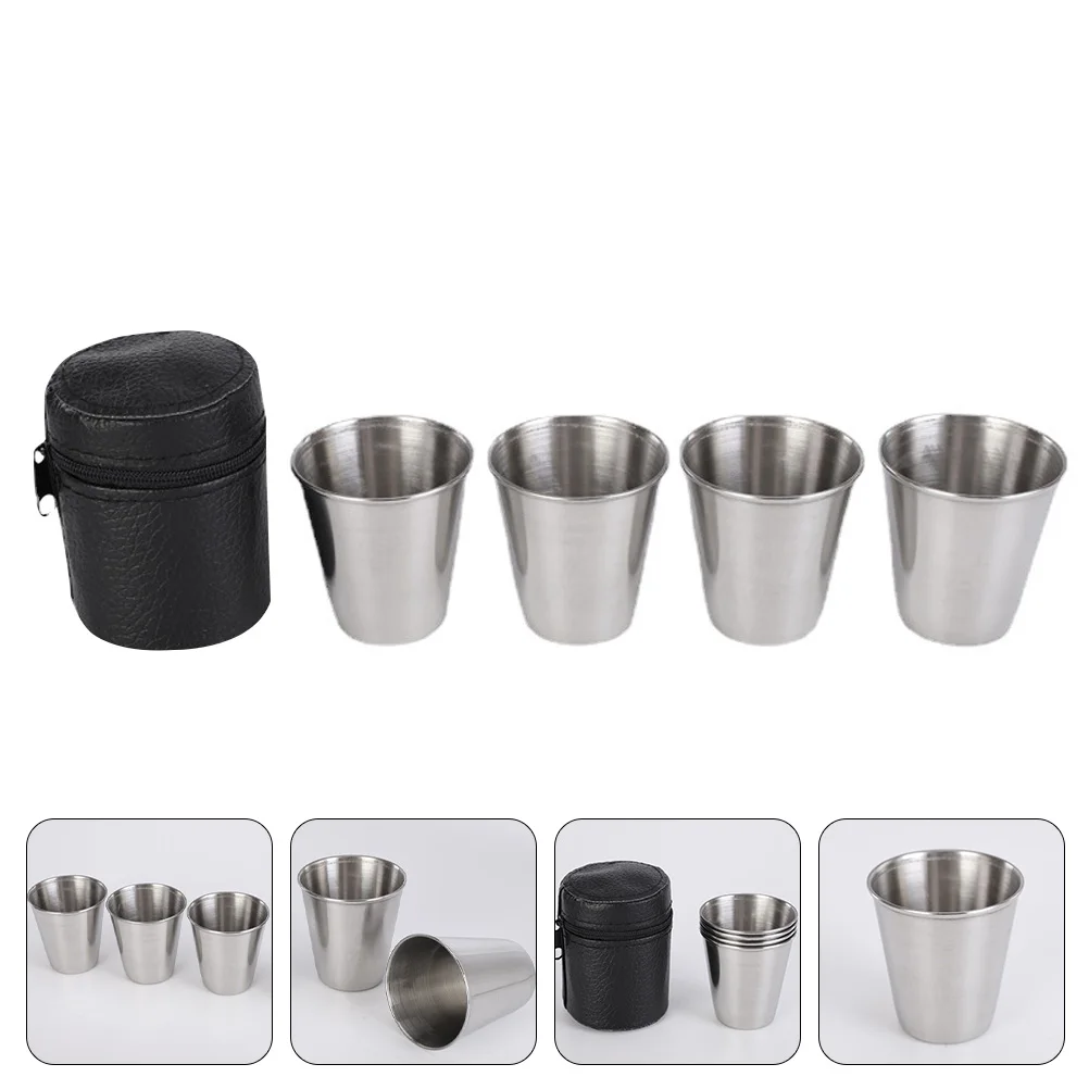 

1 Set Stainless Steel Liquor Shot For Whiskey Vodka Outdoor Camping Picnic Travel Home Bar Use Portable Wine Stackable
