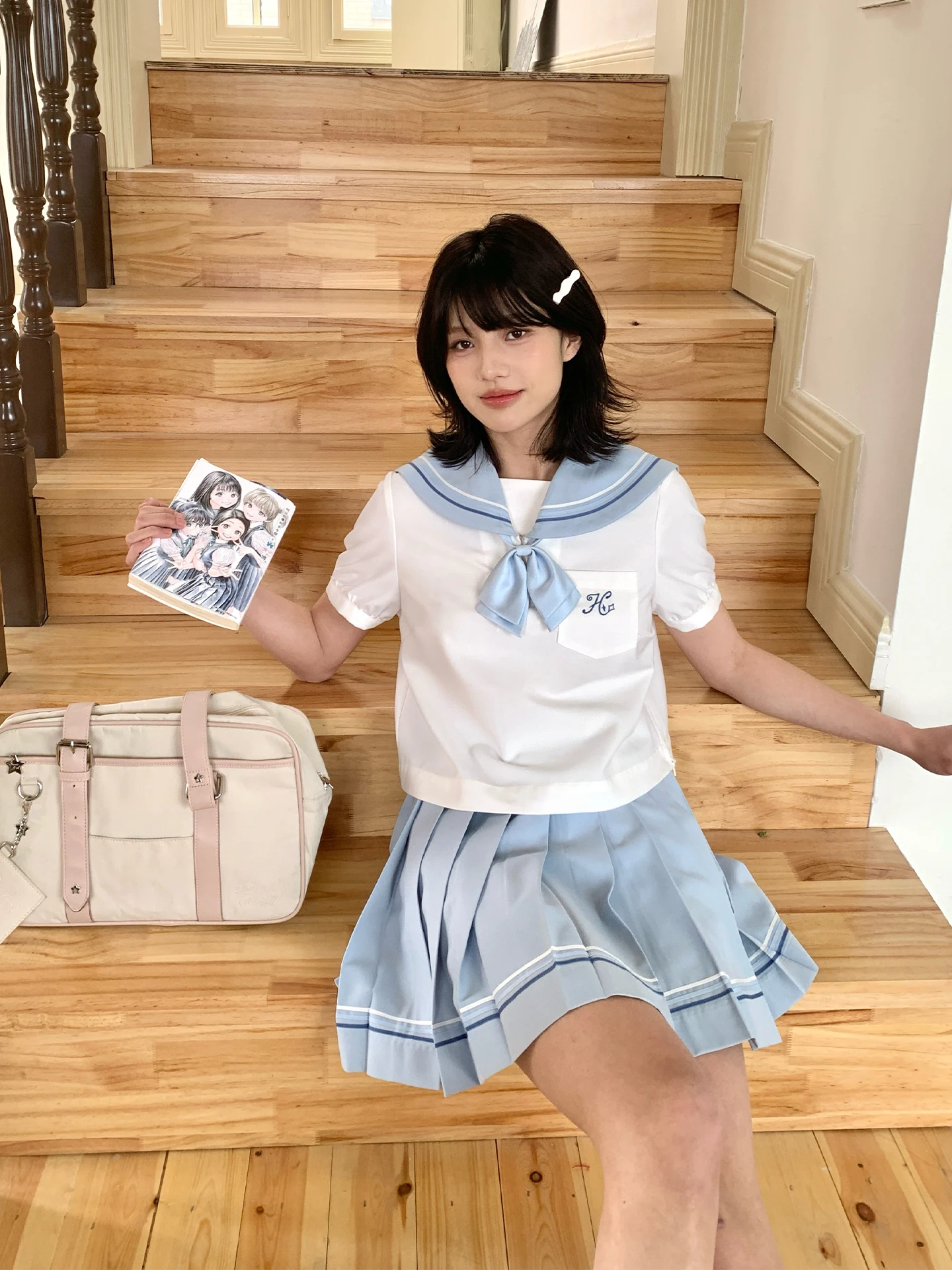 

Tokyo Seasonal Record JK Summer New Blue Sailor Suit Women's Small College Style Uniform Short Skirt Set School Uniform