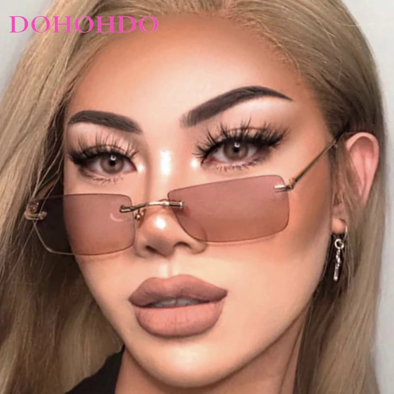 

Fashion Luxury Rimless Square Women Sunglasses Trend Retro Small Frame Men Sunglass Outdoor Travel Shades Female Lentes UV400