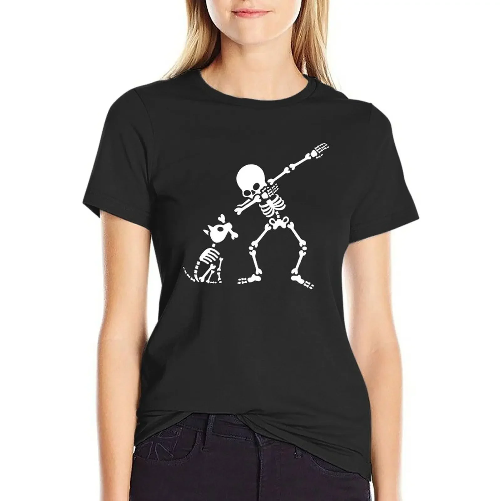 Dab dabbing skeleton Pet Dog Bone T-Shirt animal prinfor lady clothes t-shirt dress for Women graphic