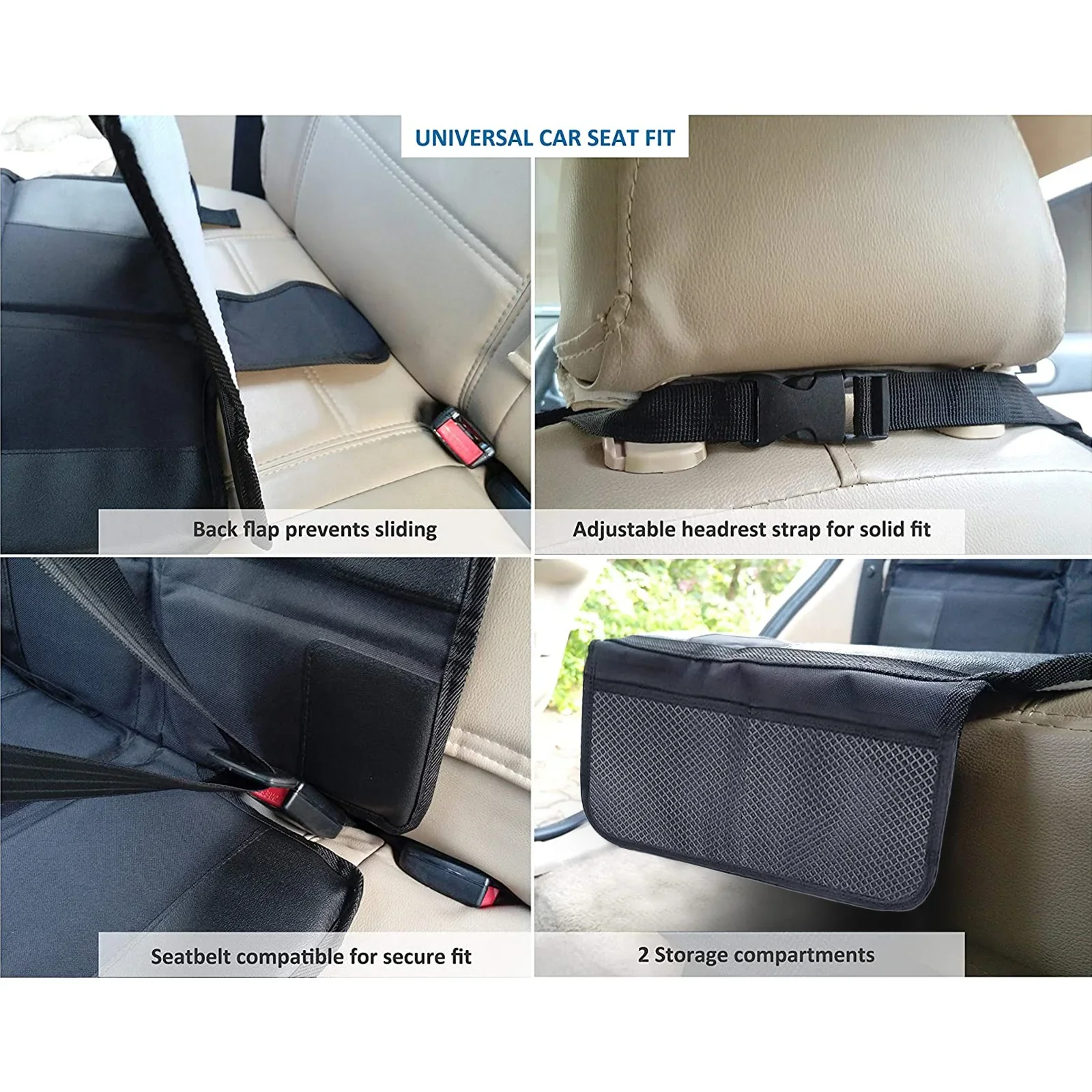 Baby Universal Car Chair Seat Protector Child Safety Seat Mat Slip-Proof Wear-Resistant Back Sexat Cover with Organizer Pocket