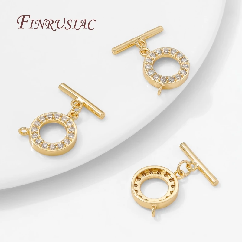 مشابك تبديل مطلية بالذهب عيار 18 قيراط للمجوهرات، أقفال للأساور، نحاس مع مشبك الزركون OT، إكسسوارات صنع القلادة ذاتية الصنع