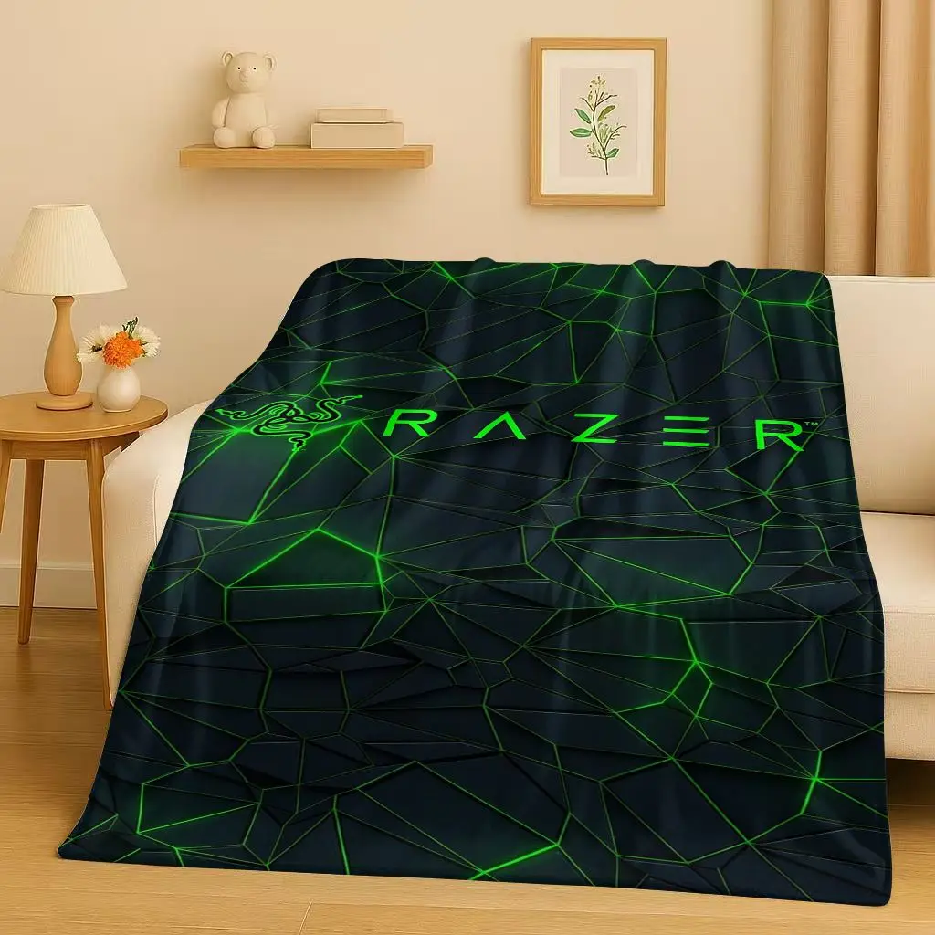 

Classic Game Razer Snake Logo Gamer Flannel Blanket,Ultra Soft Warm Plush Throw for Home Bedroom Bed Sofa Cover Travel Player