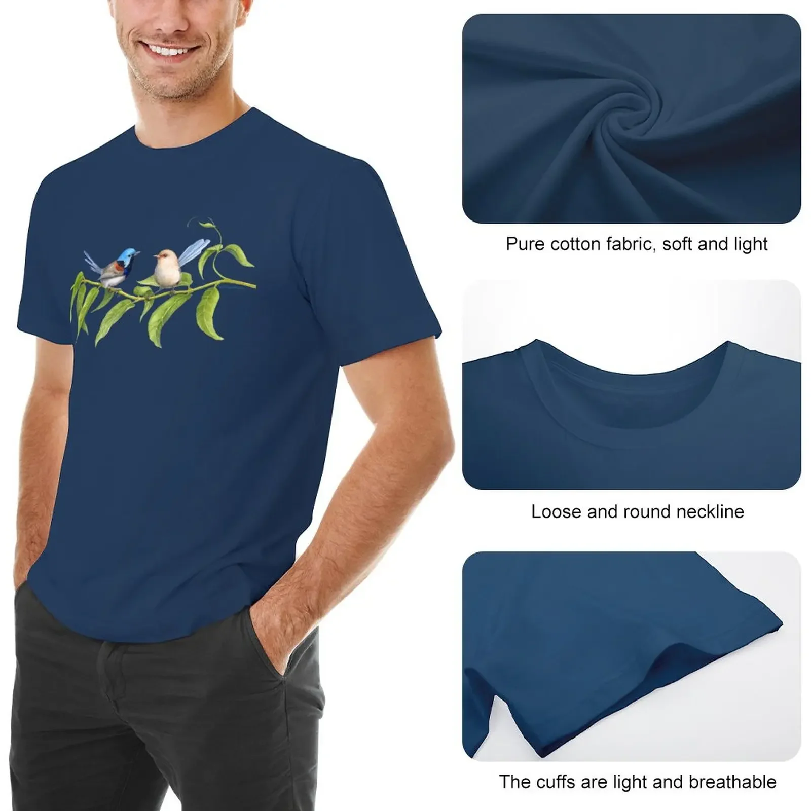 Variegated Fairy-Wrens - by Nadya Neklioudova T-Shirt boys whites customizeds mens fashion