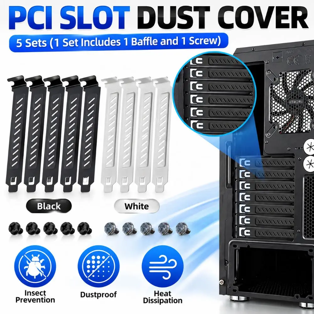 New Hard Steel PCI Slot Cover With Screws Plug-In PCI Bracket Dust Filter Plate