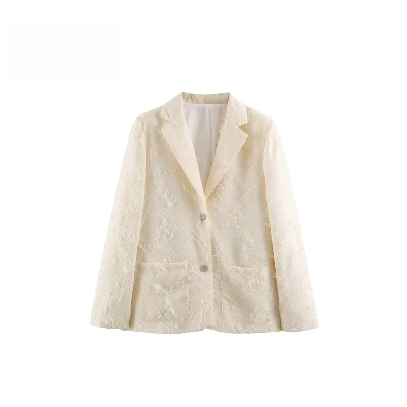 Fashionable Casual Loose Neck Business Suit Jacket for Women Polyester Material Elegant Atmosphere Turn-down Collar Coat