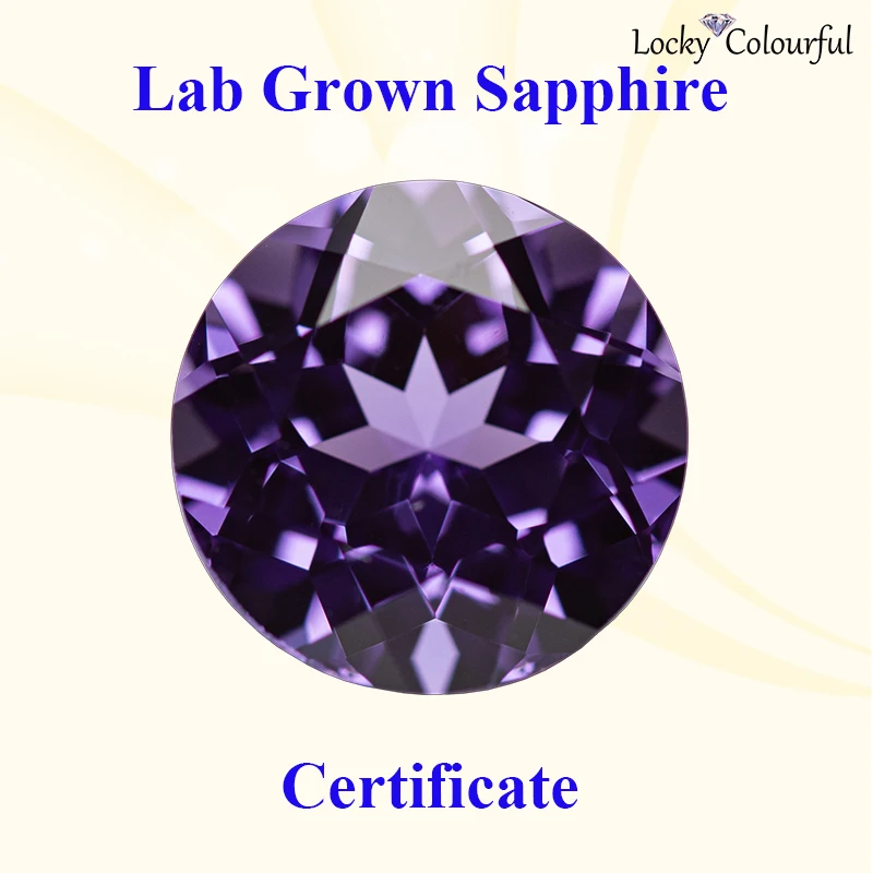 Lab Grown Sapphire Round Shape Purple Blue Color Charm Beads Top Quality for Diy Jewelry Making Rings Selectable AGL Certificate