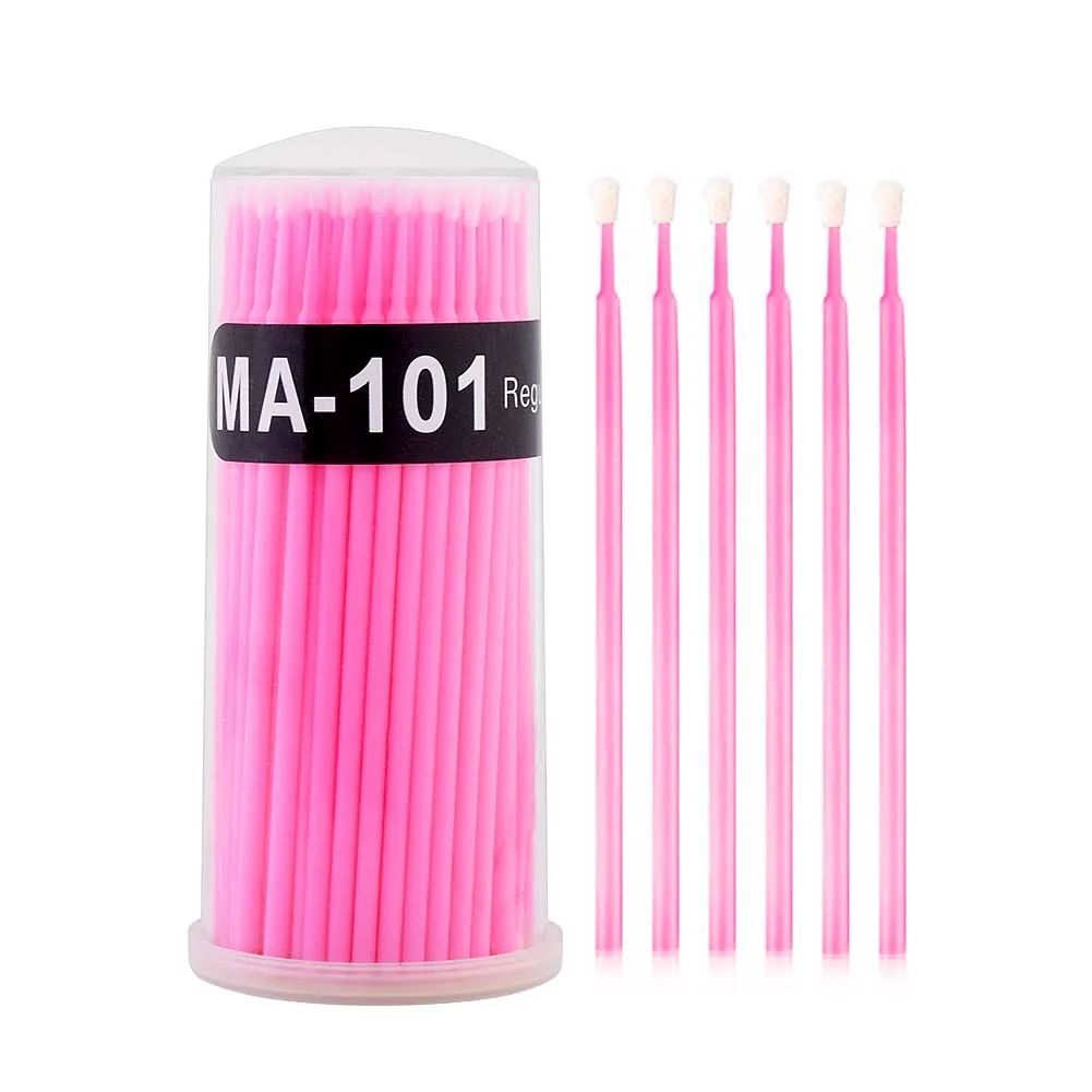 100 Pcs/Pack Micro Brush Disposable Microbrush Applicators Eyelash Extensions Remove False Eyelashes Cotton Cleaning Swabs