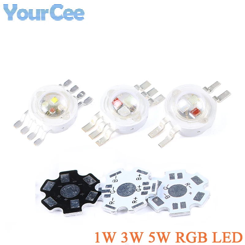 5 sztuk 1W 3W 5W Chip LED RGB żarówki diod SMD COB wysokiej mocy podświetl czerwony/zielony/niebieski pełny kolor oświetlenie do uprawy koraliki