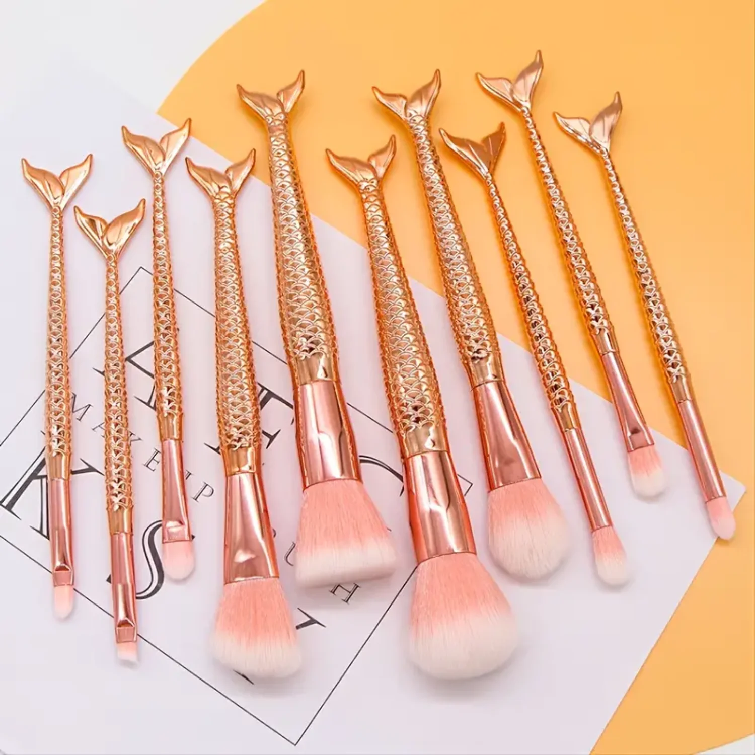 

10pcs Rose Gold Glitter Makeup Brushes Set - Synthetic Brushes for Foundation, Blush, Eyeliner - Perfect for Girls Lash supplies