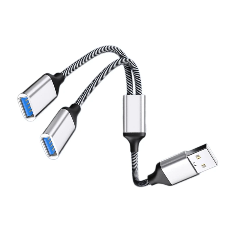 マルチポート USB スプリッタ ケーブル、USB 電源アダプタ 1 オス 2 メス (充電/データ転送用) 480Mbps スピード コード