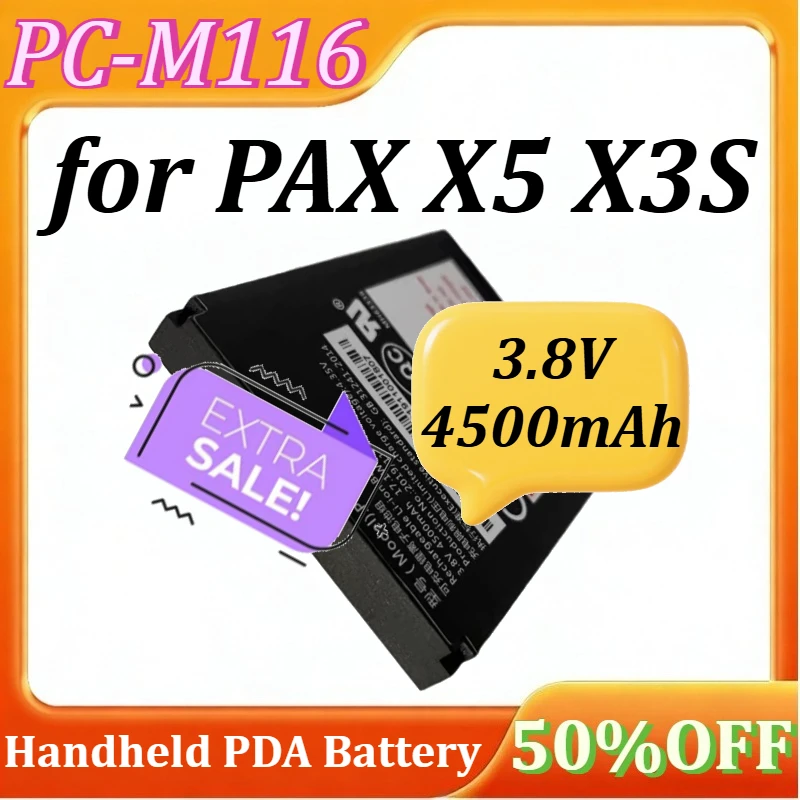 

New PC-M116 Battery for PAX X5 X3S Handheld PDA Replacement Battery 3.8V 4500mAh