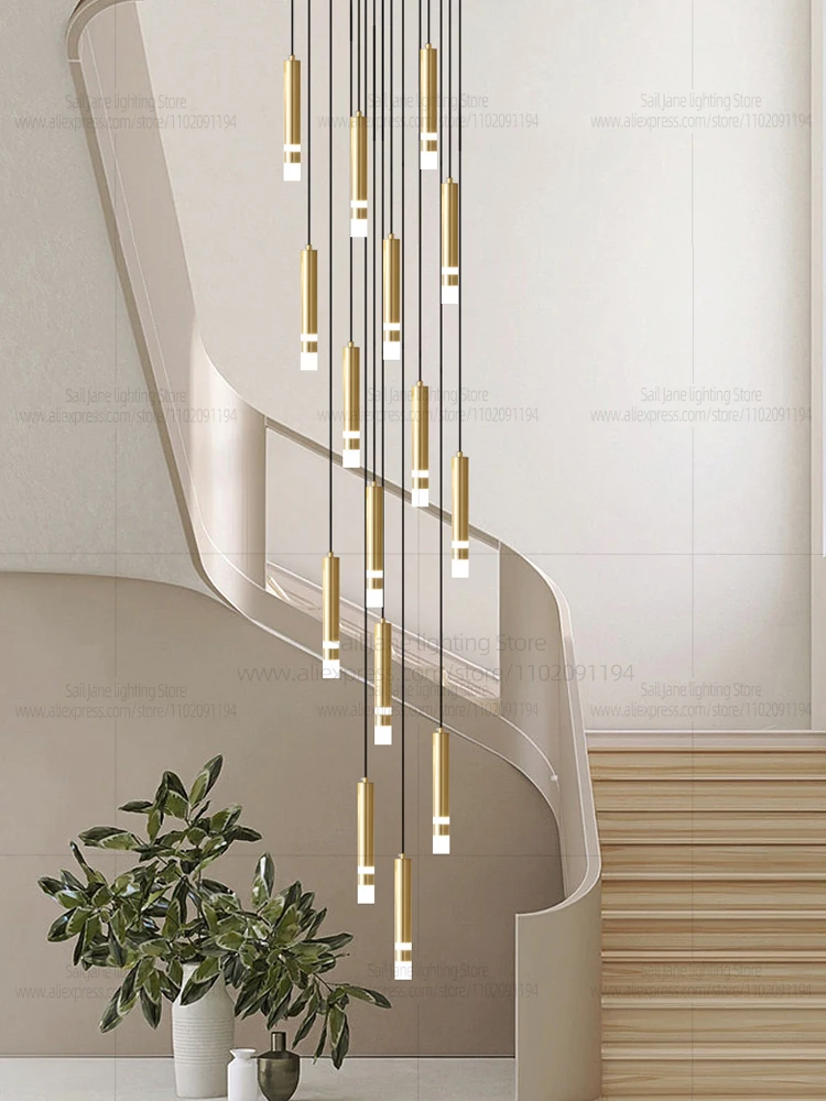 LED Designer Chandelier Minimalist Modern Gold Living Room Lighting Interior Decoration Bedroom Lamp Nordic Staircase Chandelier