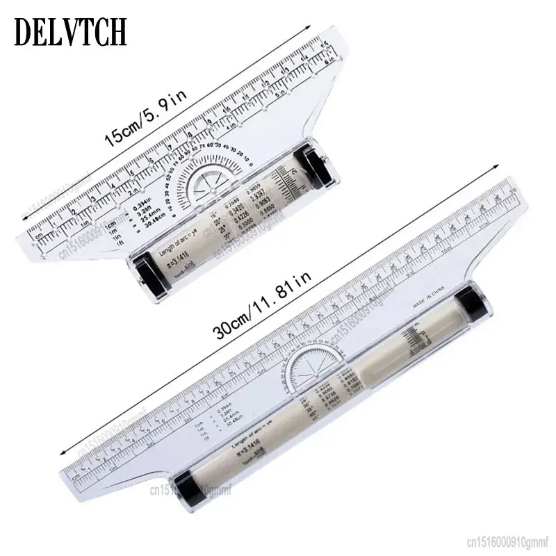 15cm 30cm Multi-purpose Angle Parallel Scroll Rolling Ruler Architect Design Draft Art Drawing Measuring Balance Scale Template