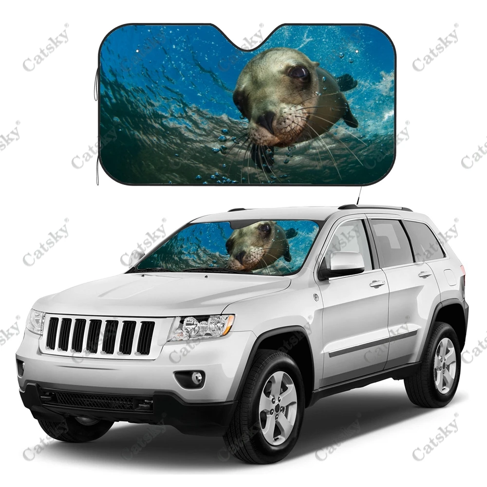 Animal Sea Lions Car Interior Accessories Front Windshield Sunshade Foldable Auto Sun Visor Covers Solar Protection UV for SUV