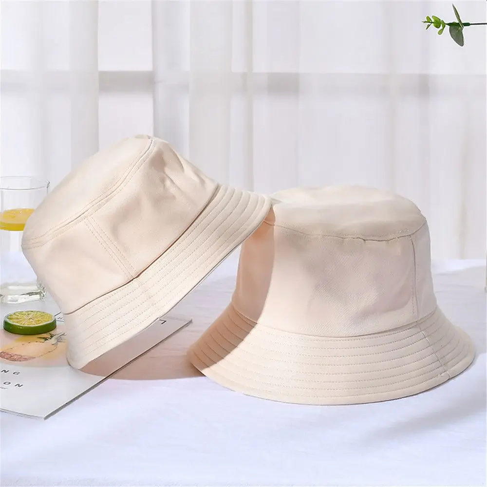 New Unisex Cotton Bucket Hats Women Summer Sunscreen Panama Hat Men Pure Color Sunbonnet Fedoras Outdoor Fisherman Hat Beach Cap